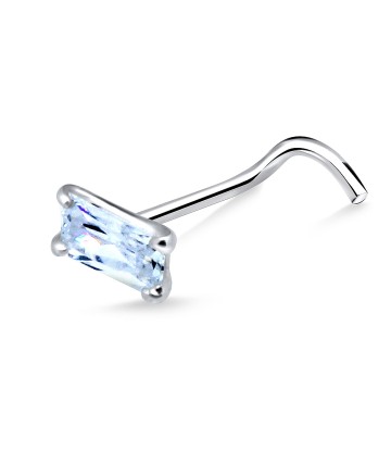 Rectangular Stone Silver Curved Nose Stud NSKB-163